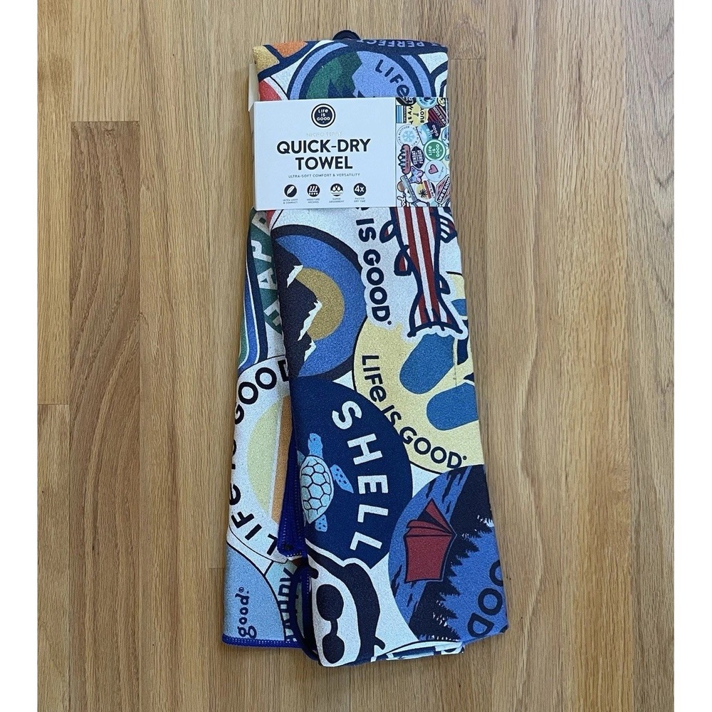 Life Is Good Quick Dry Micro Terry Towel 72.5 X 30 Inch New In Packaging